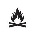 Campfire icon. Bonfire or fire logo. Vector illustration Royalty Free Stock Photo